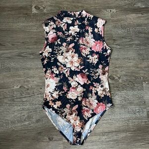 Cotton Candy floral mesh sheer body suit size M